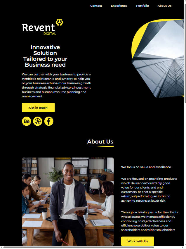 Revent App Landing Page Thumbnail